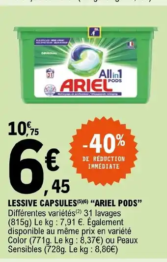 E.Leclerc Lessive Capsules Ariel Pods offre