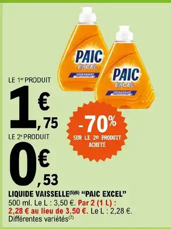 E.Leclerc Liquide Vaisselle Paic Excel offre