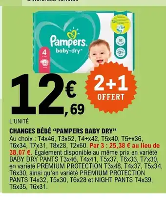 E.Leclerc Changes Bébé Pampers Baby Dry offre