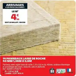 Brico Dépôt Francaise - 14 paineaux laine de roche 40 mini 1.35m x 0.6m offre