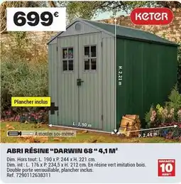 Brico Dépôt Keter - abri résine darwin 68 4, 1 m2 offre
