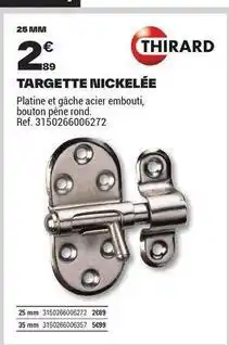 Brico Dépôt Targette nickelee offre