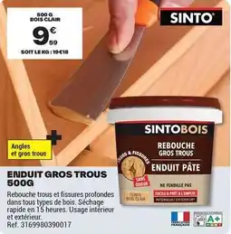 Brico Dépôt Tous - enduit gros trous 500g offre