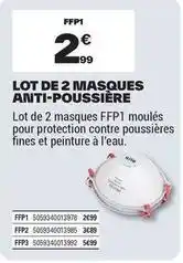 Brico Dépôt Lot de 2 masques anti-poussière offre