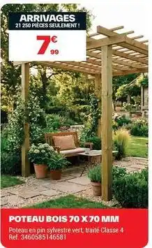 Brico Dépôt Poteau bois 70 x 70 mm offre