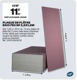 Brico Dépôt Dim - plaque de platre ba13 feu offre