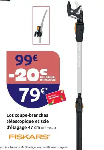 FISKARS Lot coupe-branches télescopique et scie d'élagage 47 cm