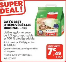 Animalis Cat's Best Litière végétale Original offre