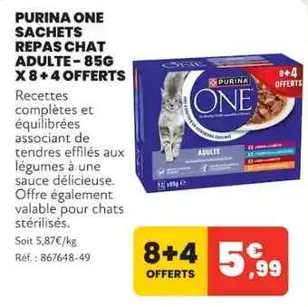 PURINA ONE REPAS CHAT ADULTE