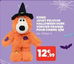 Animalis KONG JOUET PELUCHE HALLOWEEN OURS SORCIER ORANGE offre