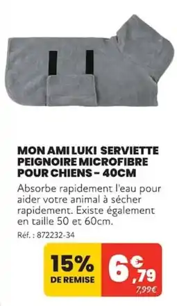 Animalis MON AMI LUKI SERVIETTE PEIGNOIRE MICROFIBRE POUR CHIENS offre