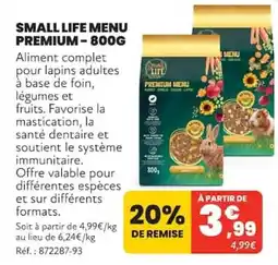 Animalis SMALL LIFE MENU PREMIUM offre
