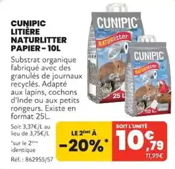 Animalis CUNIPIC LITIÈRE NATURLITTER PAPIER offre