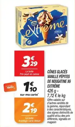 Netto Dreyfus Cônes glacés vanille pépites de nougatine offre