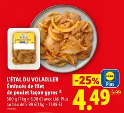 Lidl VOLAÎLLER Émincés de filet de poulet offre