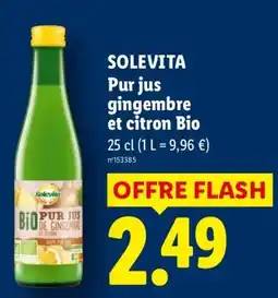 Lidl SOLEVITA Pur jus gingembre et citron Bio offre