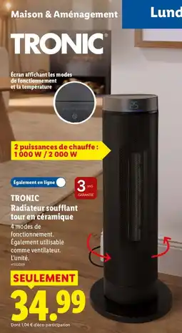 Lidl TRONIC Radiateur soufflant tour en céramique offre