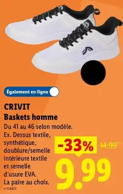 Lidl CRIVIT Baskets homme offre
