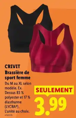 Lidl CRIVIT Brassière de sport femme offre