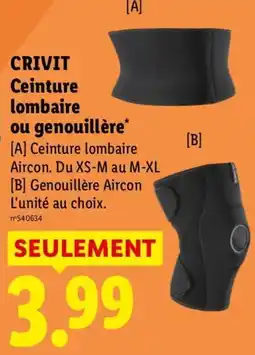 Lidl CRIVIT Ceinture lombaire ou genouillère offre