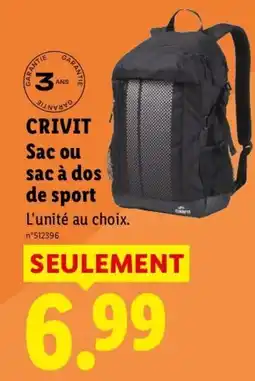 Lidl CRIVIT Sac ou sac à dos de sport offre