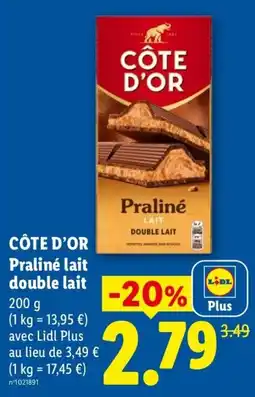 Lidl CÔTE D'OR Praliné lait double lait offre
