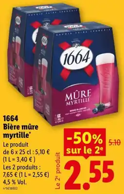 Lidl 1664 Bière mûre myrtille offre