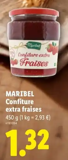 Lidl Maribel Confiture extra fraises offre