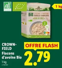 Lidl CROWN-FIELD Flocons d'avoine Bio offre