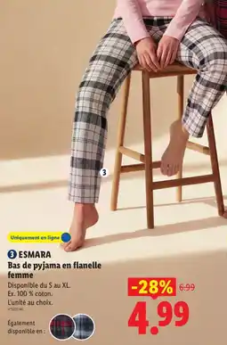 Lidl Esmara bas de pyjama en flanelle femme offre