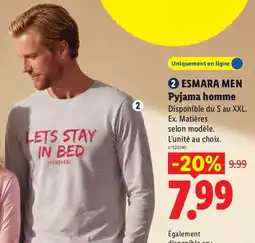Lidl Esmara men pyjama homme offre