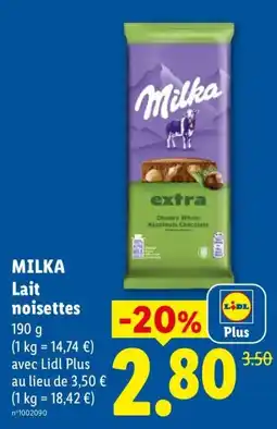 Lidl Milka Lait noisettes offre