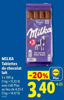 Lidl Milka Tablettes de chocolat lait offre