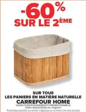 Carrefour home paniers en matière naturelle