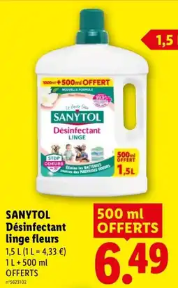 Lidl SANYTOL Désinfectant linge fleurs offre