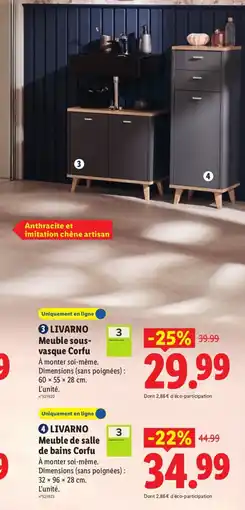Lidl LIVARNO Meuble sous-vasque Corfu offre
