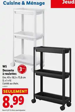 Lidl W5 Desserte à roulettes offre