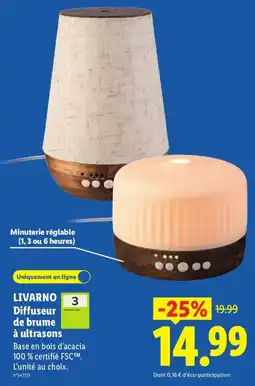 Lidl LIVARNO Diffuseur de brume à ultrasons offre