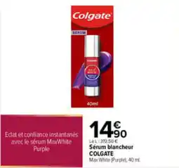 Carrefour Colgate sérum blancheur max white (purple) offre
