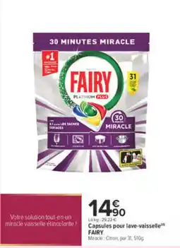 Carrefour FAIRY Capsules pour lave-vaisselle offre