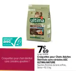 Carrefour ULTIMA NATURE Croquettes pour Chats Adultes Stérilisés sans céréales ASC offre