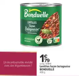 Carrefour BONDUELLE Lentilles façon bolognaise offre
