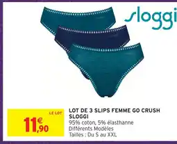Intermarché Hyper Sloggi lot de 3 slips femme go crush s offre