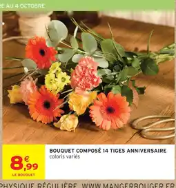 Intermarché Hyper Bouquet composé 14 tiges anniversaire offre