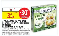 Intermarché Hyper La compagnie artique 4 feuilletés au fromage boursin ail et fines herbes surgelés offre