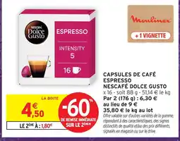 Intermarché Hyper Nescafé dolce gusto capsules de café espresso offre