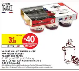 Intermarché Hyper Plaisir des alpes yaourt au lait entier sucré aux fruits rouges offre