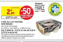 Intermarché Hyper Ker ronan riz au lait nature offre