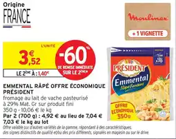 Intermarché Hyper Président emmental râpé offre économique offre