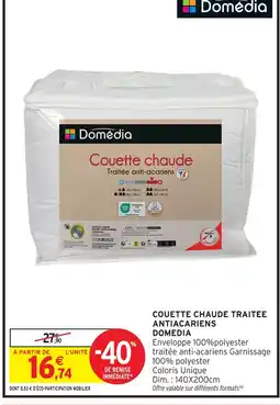 Intermarché Hyper Domedia couette chaude traitée anti-acariens offre